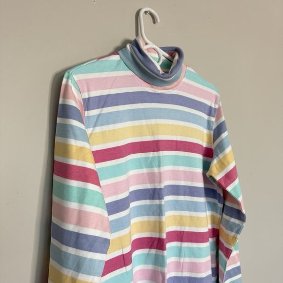 White Stag Womens Turtleneck Size XL Striped Pastel Easter Spring Colorful 80s - Picture 2 of 4
